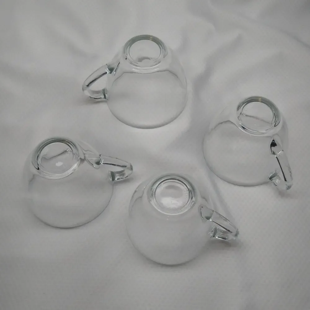Arcoroc J.G. Durand Cristelle Clear Glass Tea Cups Set 4 New In Box 1980s